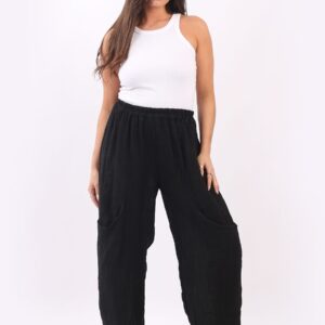 Plain cotton trousers - black